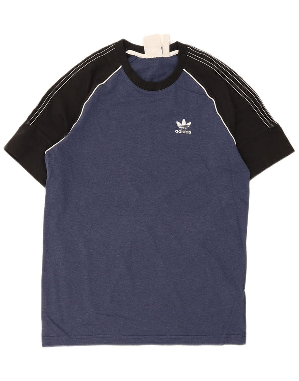 Adidas Mens Camiseta Top XS Azul Marinho Colorblock Algodão