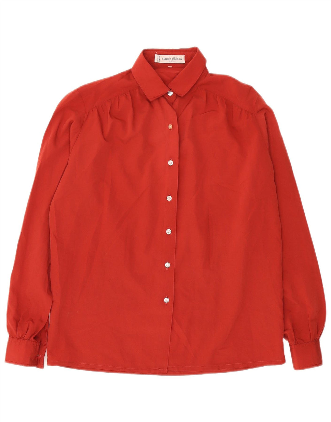 Blusa feminina vintage UK 14 grande poliéster cor de vinho