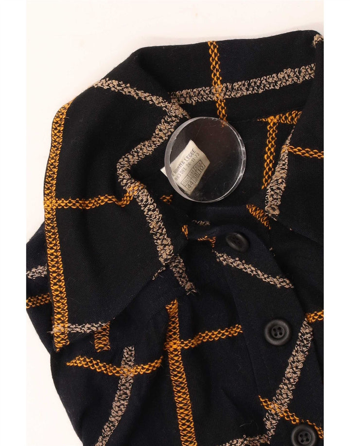 Camisa pulôver feminina vintage IT 44 lã xadrez preta média