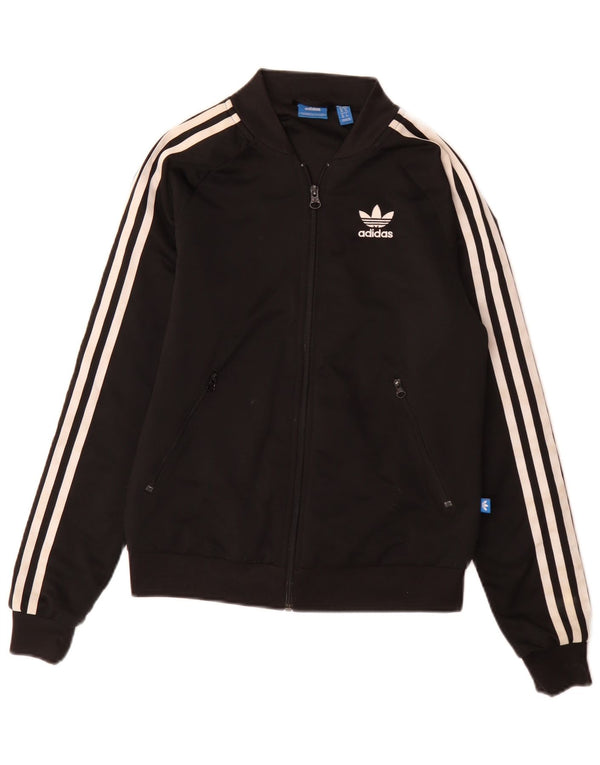 Adidas Womens Graphic Loose Fit Tracksuit Top Jacket UK 6 XS Black Sports