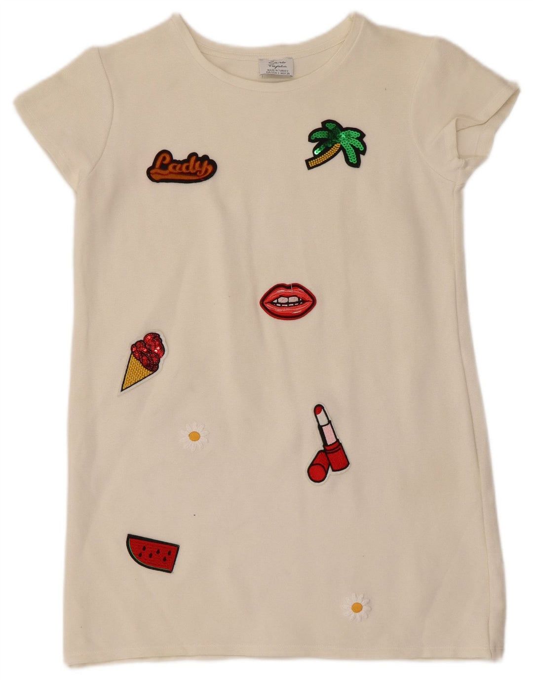 Zara Womens Trafaluc Túnica Top UK 10 Pequeno Off White