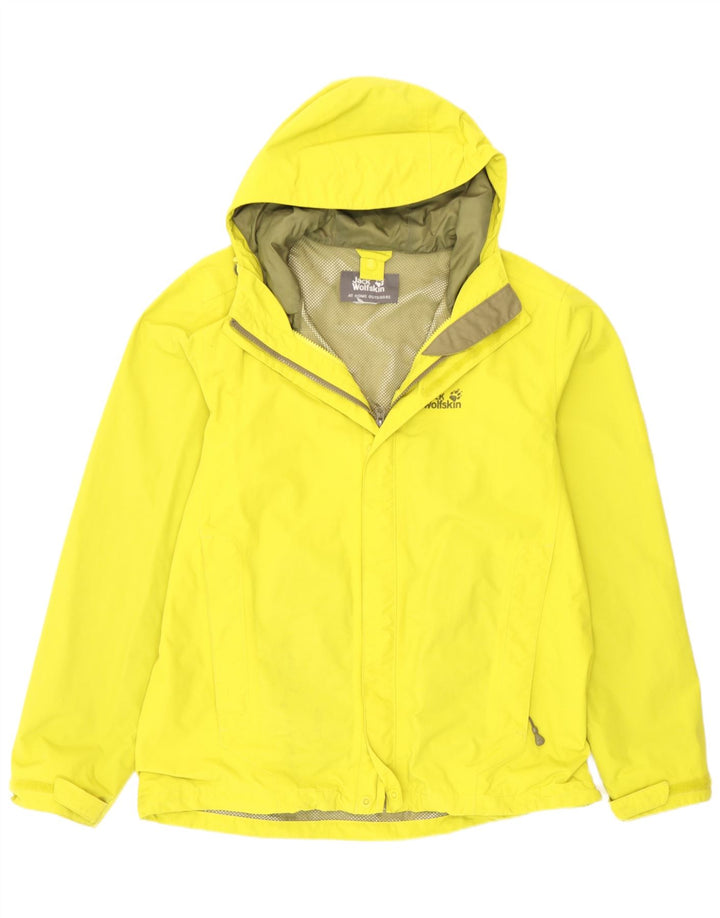 Jaqueta de chuva masculina com capuz Jack Wolfskin Reino Unido 38 amarelo médio