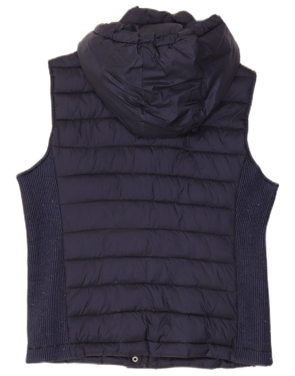 Colete acolchoado com capuz feminino Superdry UK 18 XL azul marinho nylon