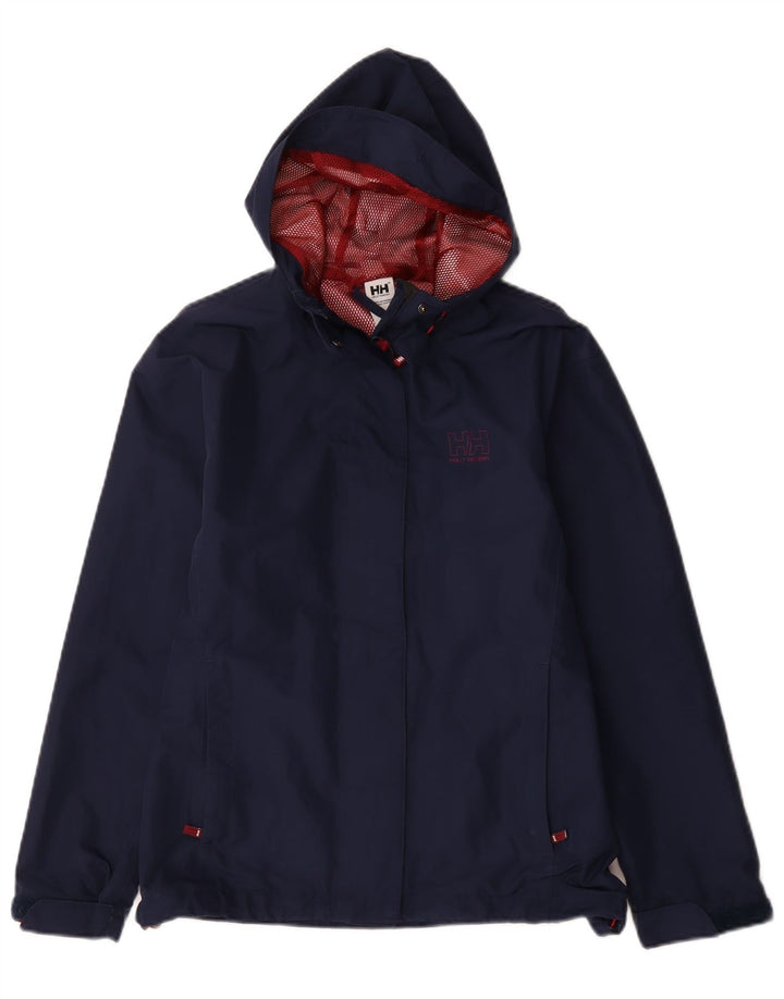 Jaqueta de chuva com capuz feminino Helly Hansen Reino Unido 14 poliéster azul marinho médio