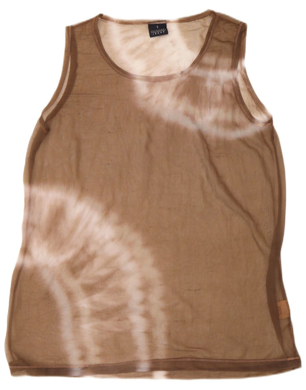 Colete feminino Trussardi Jeans UK 16 grande bege tie-dye poliamida