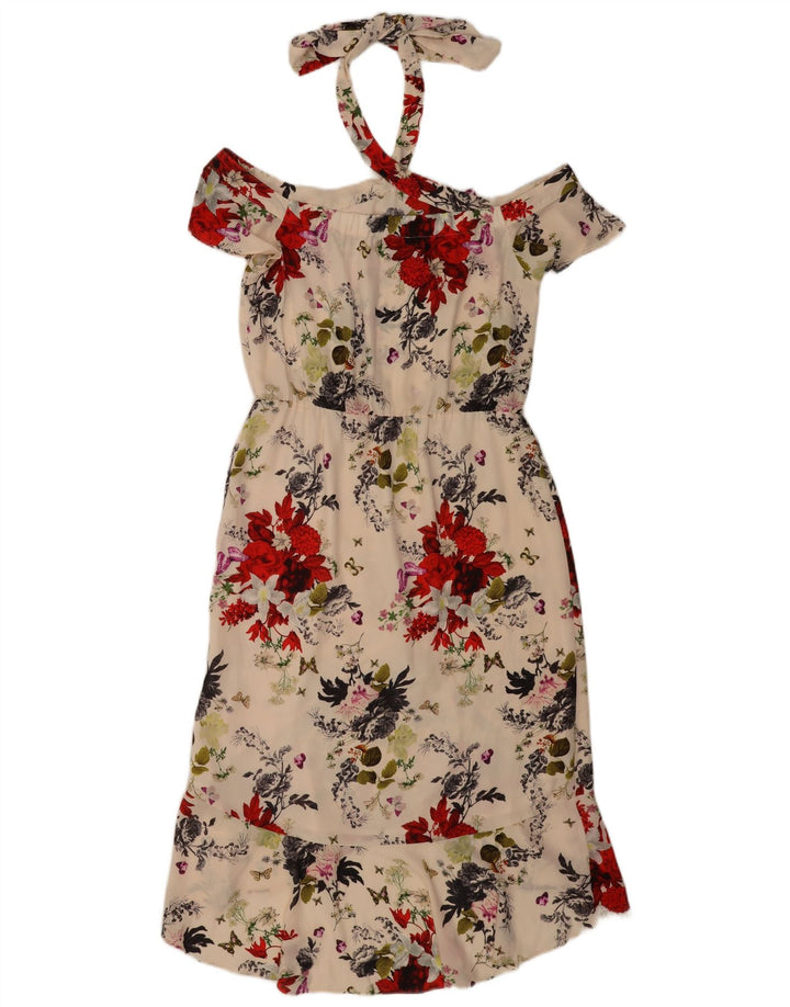 Vestido feminino Oasis Halter UK 12 médio off white floral poliéster