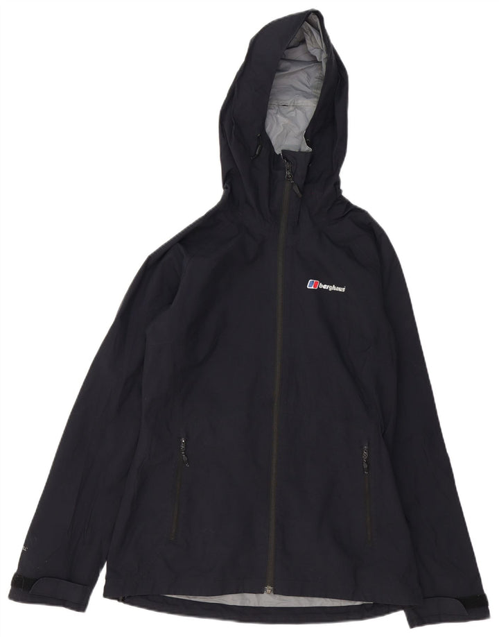 Jaqueta de chuva feminina com capuz Berghaus UK 8 pequena azul marinho poliamida
