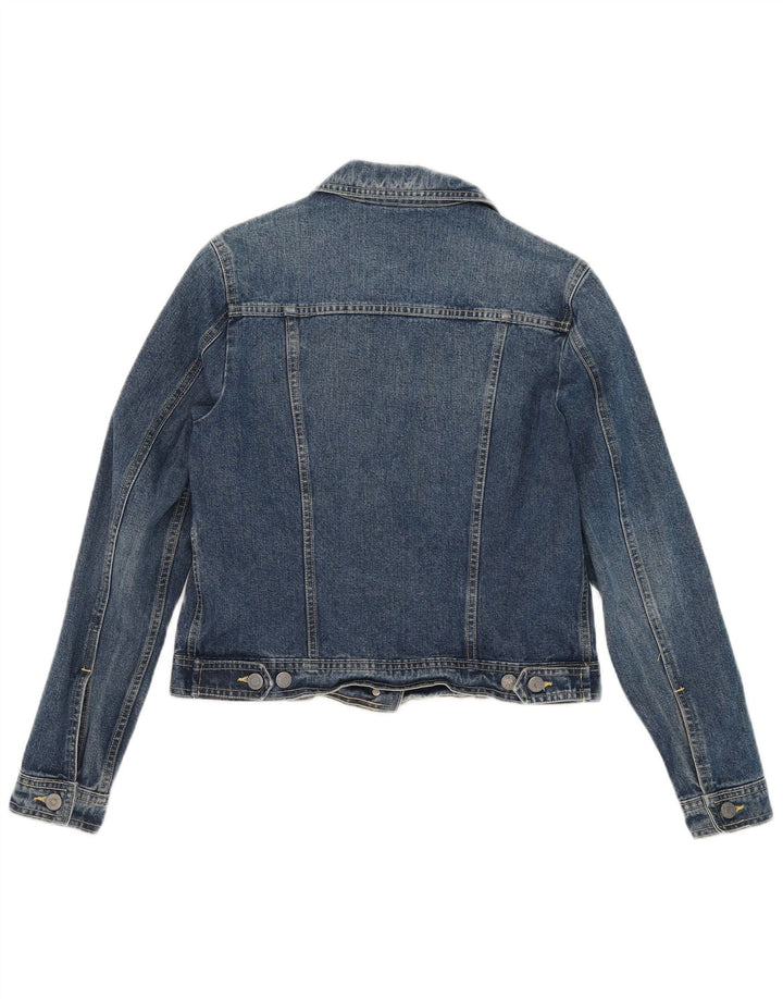 Nova jaqueta jeans feminina Penny Crop UK 12 algodão azul médio