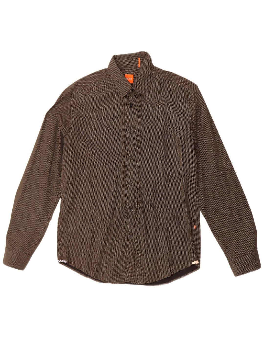 Camisa masculina Hugo Boss algodão manchado preto médio