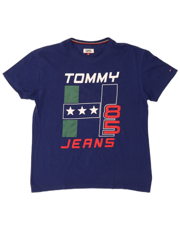 Tommy Hilfiger Camiseta masculina gráfica grande algodão azul marinho