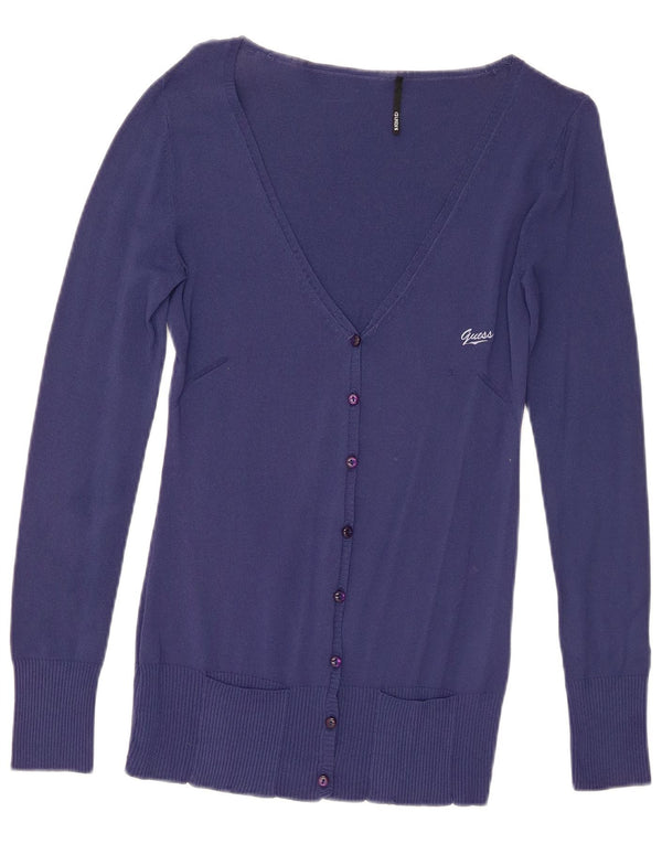 Suéter cardigã feminino Guess UK 12 médio azul marinho viscose