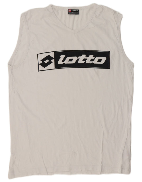 Lotto Mens Graphic Vest Top UK 42/44 XL Algodão Branco