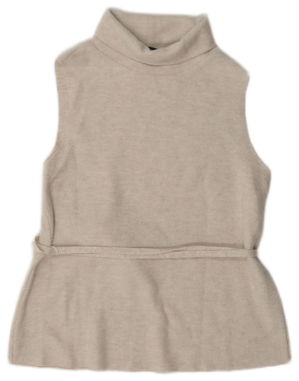 Colete feminino Zara UK 12 poliéster bege médio