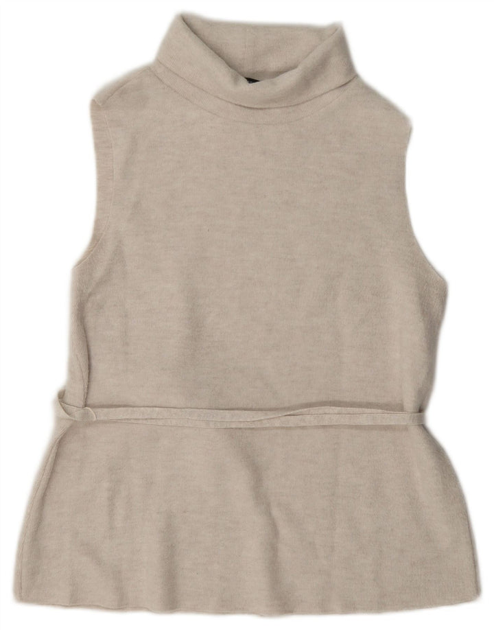 Colete feminino Zara UK 12 poliéster bege médio