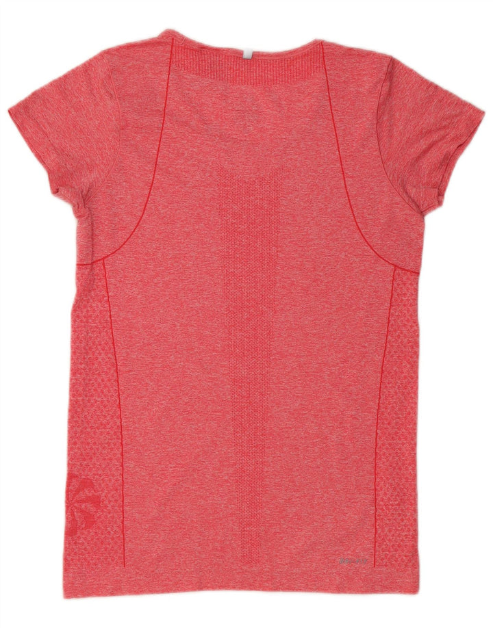 Camiseta feminina Nike Dri Fit Top UK 12 poliéster manchado vermelho médio