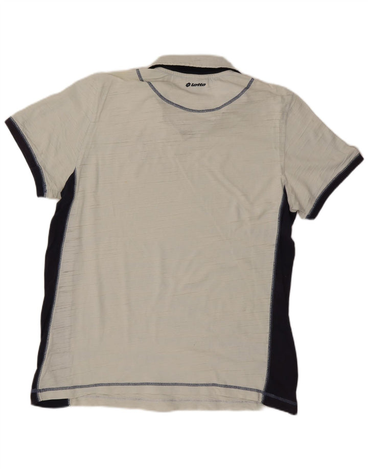 Camisa polo masculina gráfica Lotto 2XL algodão colorblock branco