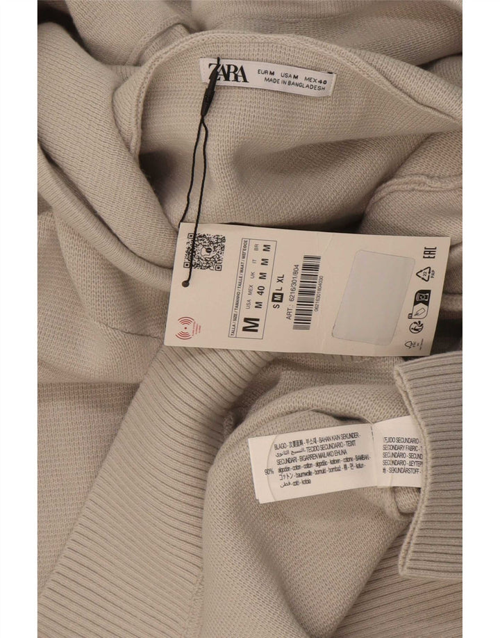 Zara Suéter masculino com capuz e algodão cinza médio