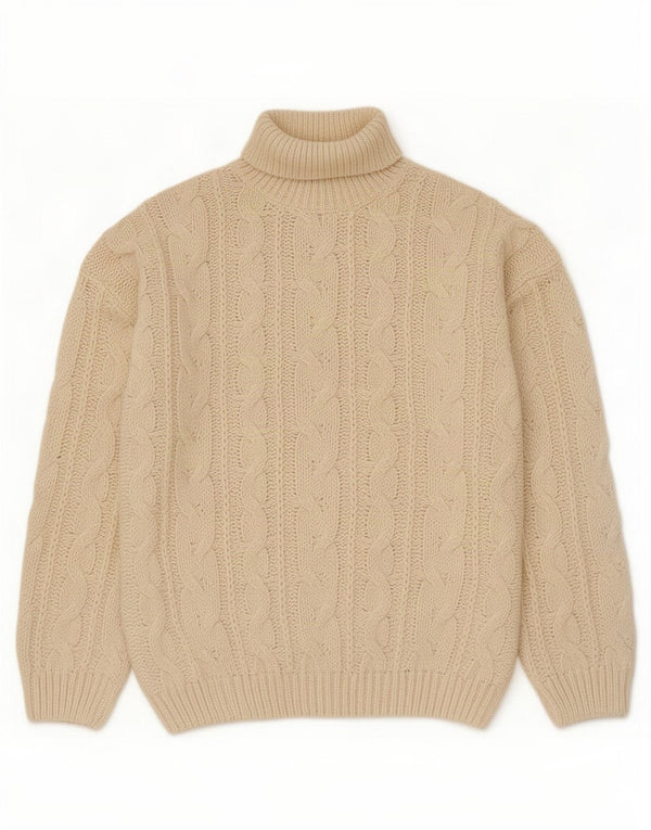 Suéter masculino vintage com gola redonda XL fora do poliacrílico branco