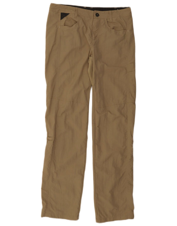 Calça feminina reta casual Patagonia US 6 médio W31 L32 cáqui nylon