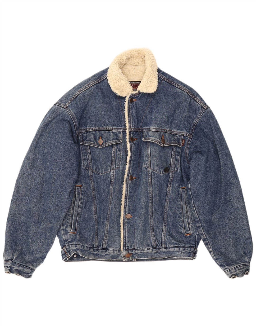 Jaqueta jeans masculina CASUCCI Sherpa Reino Unido 38 algodão azul médio