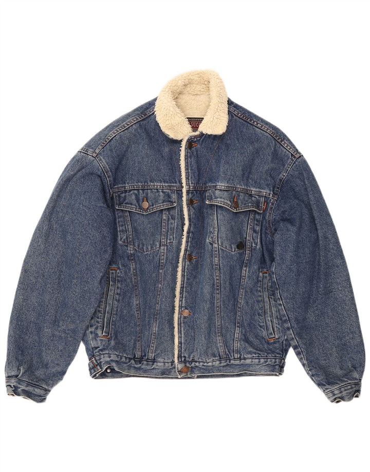 Jaqueta jeans masculina CASUCCI Sherpa Reino Unido 38 algodão azul médio