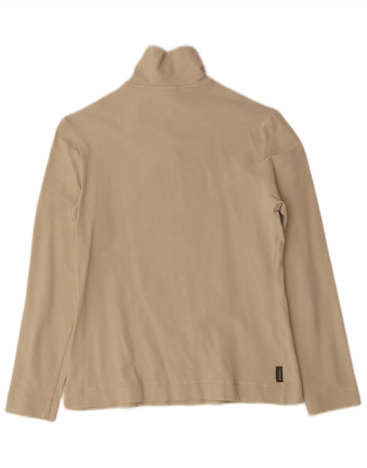 REEBOK feminino com zíper e manga comprida UK 8 pequeno algodão bege