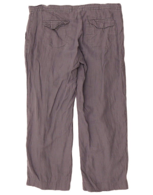 Calça feminina reta casual Gap Reino Unido 12 médio W34 L26 linho cinza