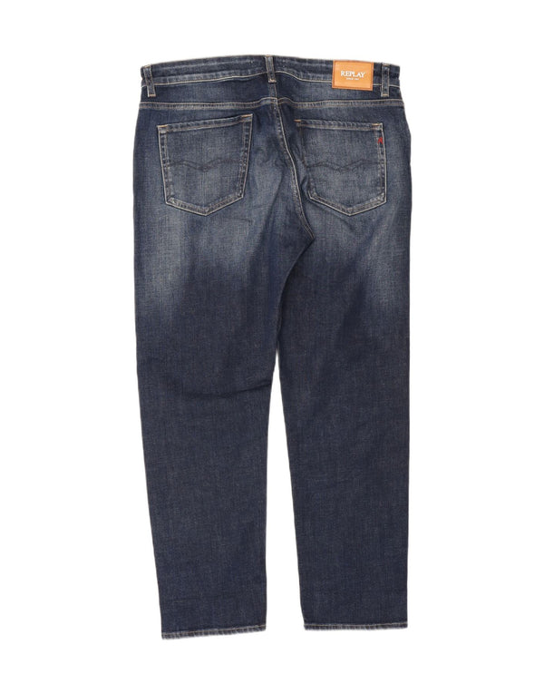 Replay Mens Marty Slim Jeans W31 L28 Azul Marinho Algodão