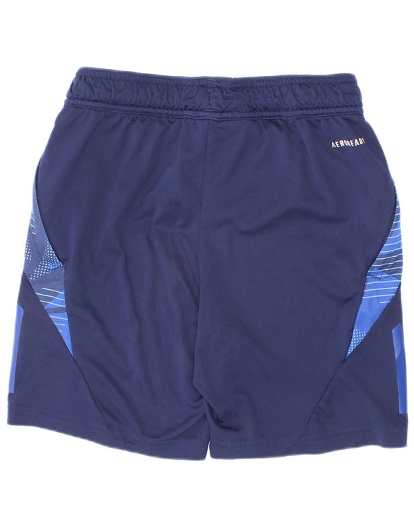 Shorts esportivos Adidas Aeroready para meninos 9-10 anos azul marinho colorblock