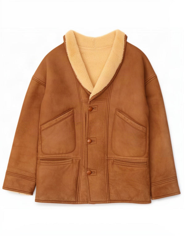 Jaqueta masculina vintage Shearling UK 40 grande marrom
