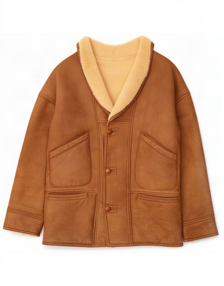 Jaqueta masculina vintage Shearling UK 40 grande marrom