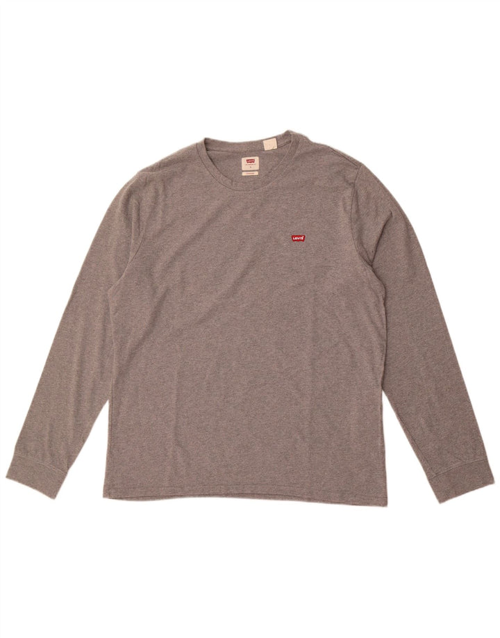 Top masculino Levi's Standard Fit manga comprida grande algodão manchado cinza