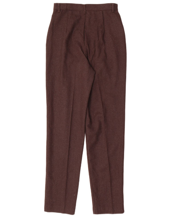 Calça casual feminina de cintura alta Benetton IT 40 pequena W24 L30 marrom