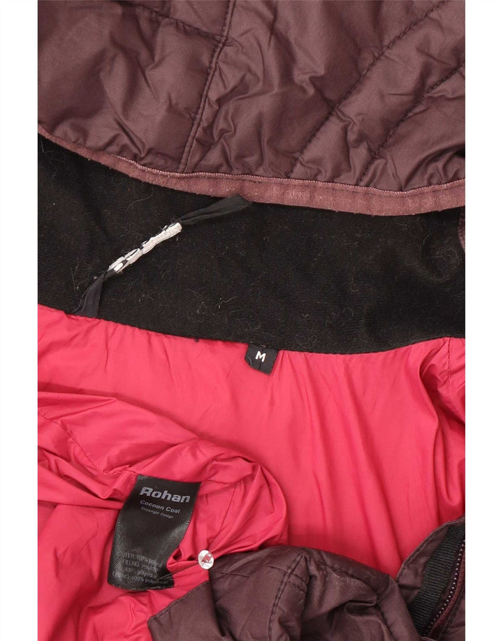 Jaqueta acolchoada com capuz feminino Rohan UK 14 poliéster marrom médio