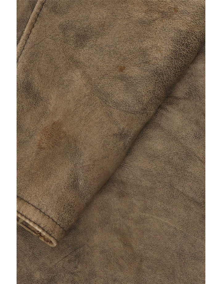 Jaqueta feminina vintage de shearling IT 46 grande cinza