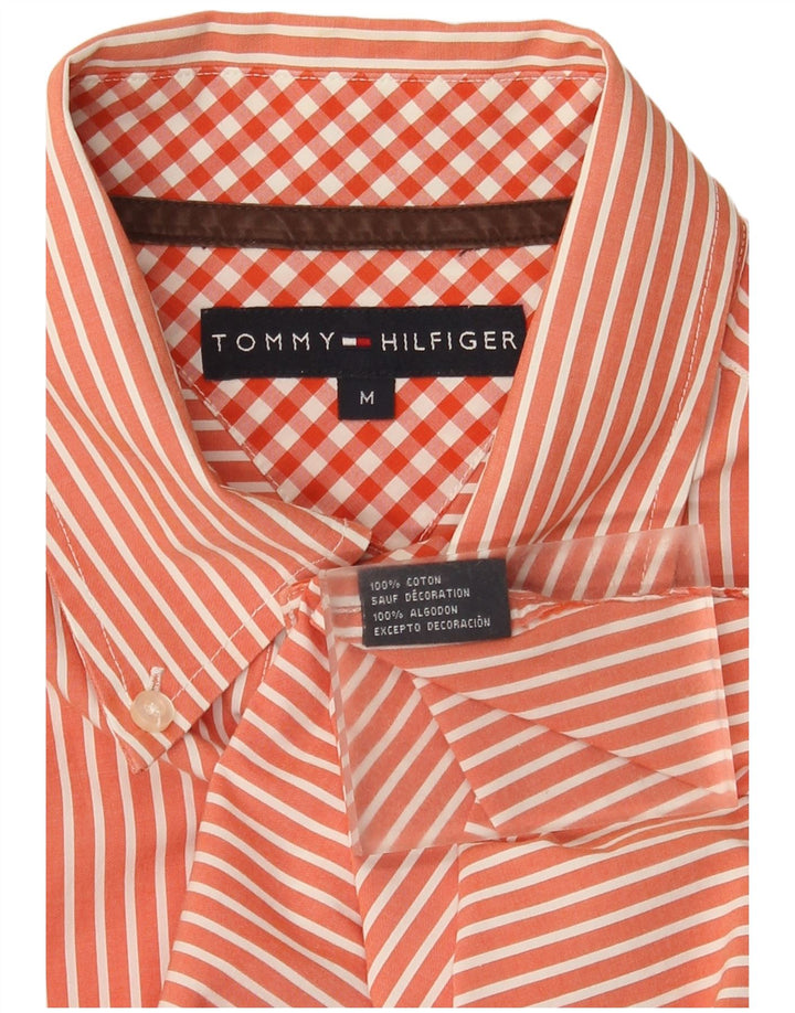 Camisa masculina Tommy Hilfiger de algodão listrado laranja médio