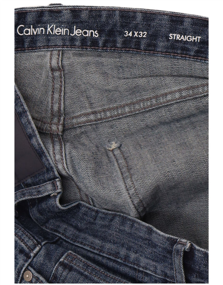 Calça jeans reta masculina Calvin Klein W34 L32 algodão azul