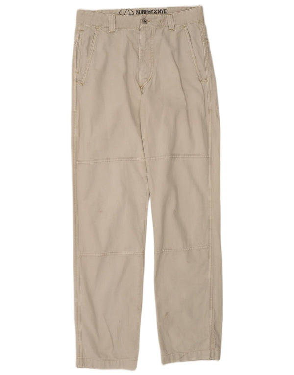 Calça casual reta masculina Murphy & Nye W32 L34 algodão bege