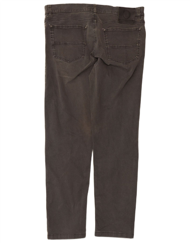 Trussardi Calça masculina reta casual W36 L31 cinza Houndstooth