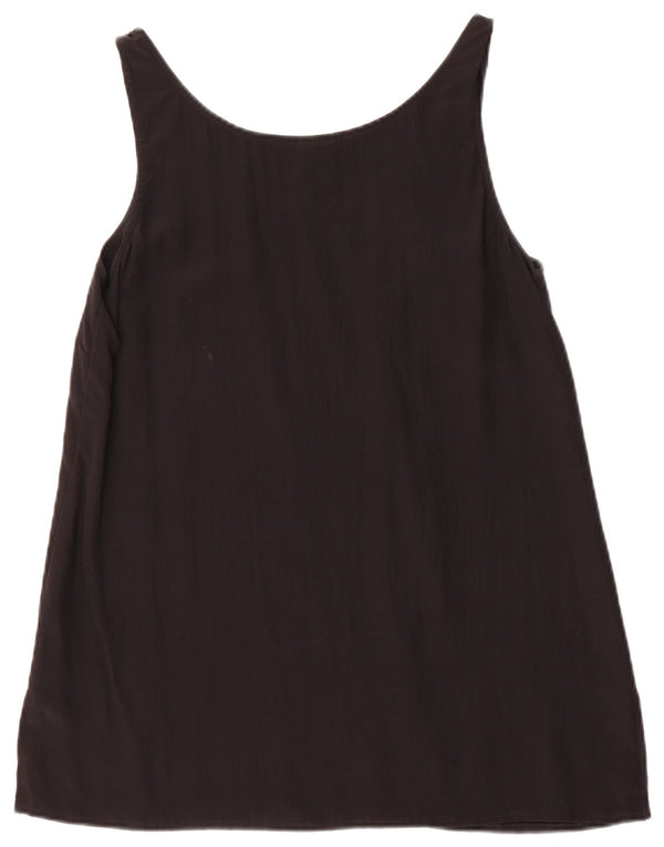 Colete feminino vintage UK 12 seda preta média