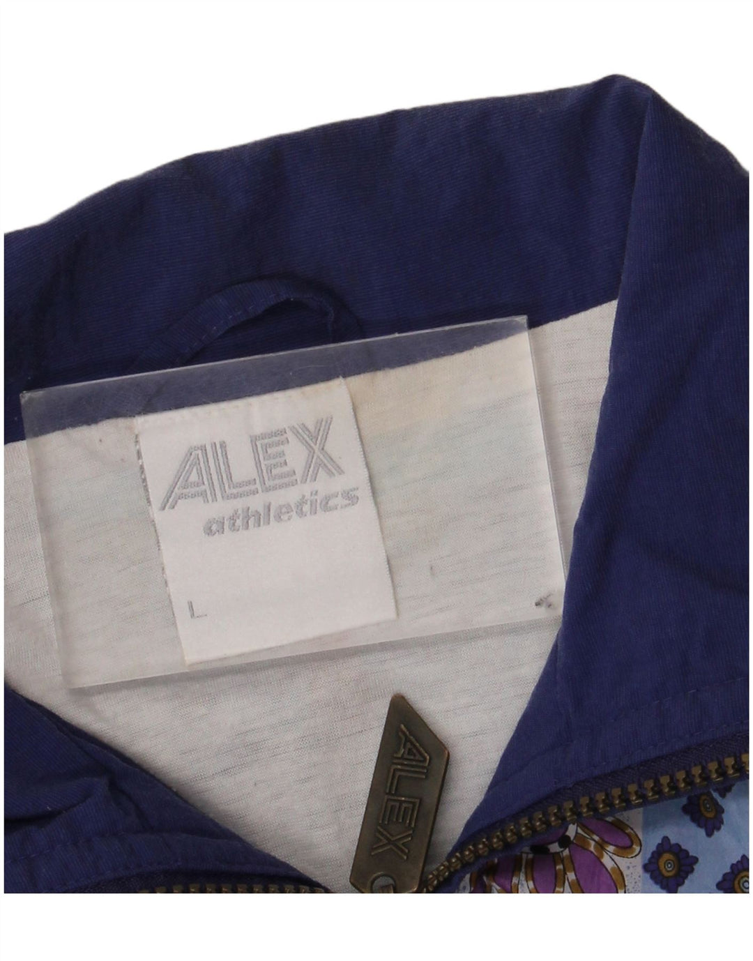 Alex Athletics Jaqueta masculina de agasalho grande azul marinho geométrico