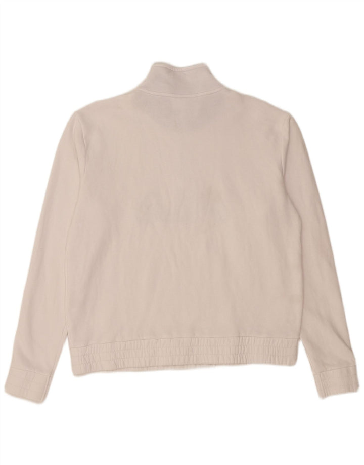 Suéter feminino FILA com gola e zíper gráfico Reino Unido 16 grande algodão branco