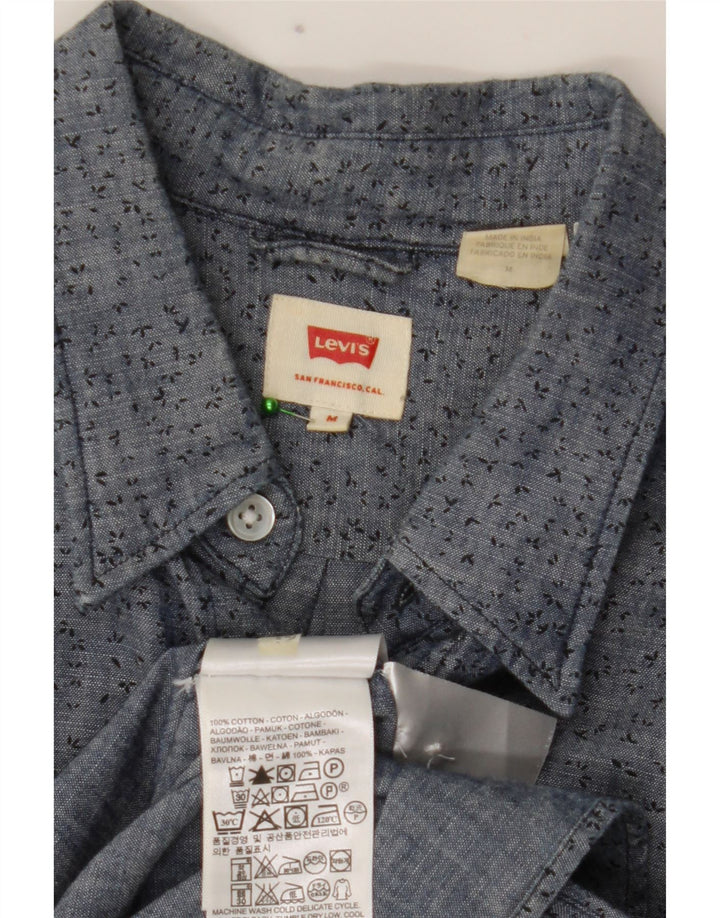 Camisa masculina Levi's de algodão manchado azul médio