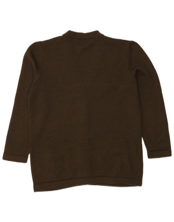 Suéter cardigã feminino LUISA SPAGNOLI Reino Unido 18 XL lã cáqui