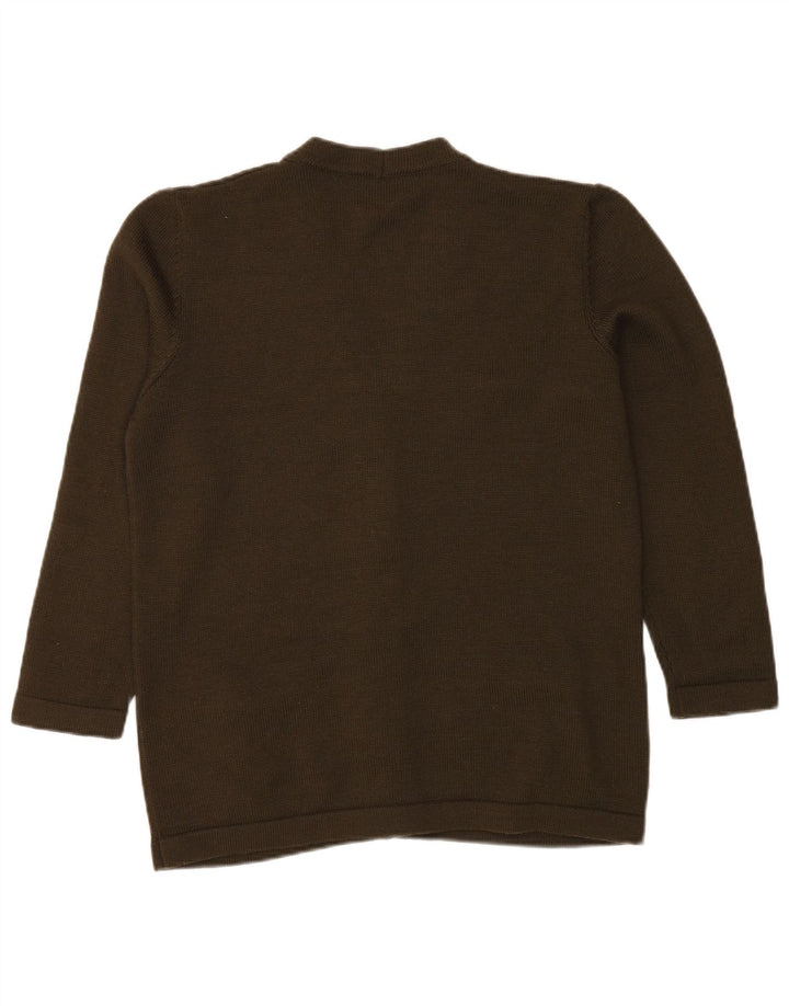 Suéter cardigã feminino LUISA SPAGNOLI Reino Unido 18 XL lã cáqui