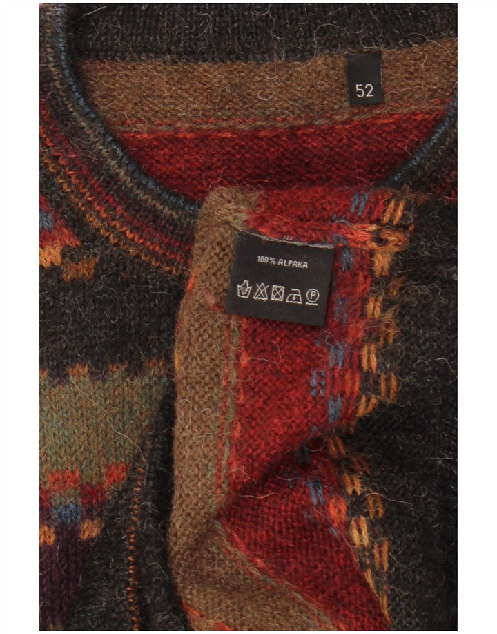 Suéter masculino vintage com gola redonda IT 52 grande listrado multicolorido