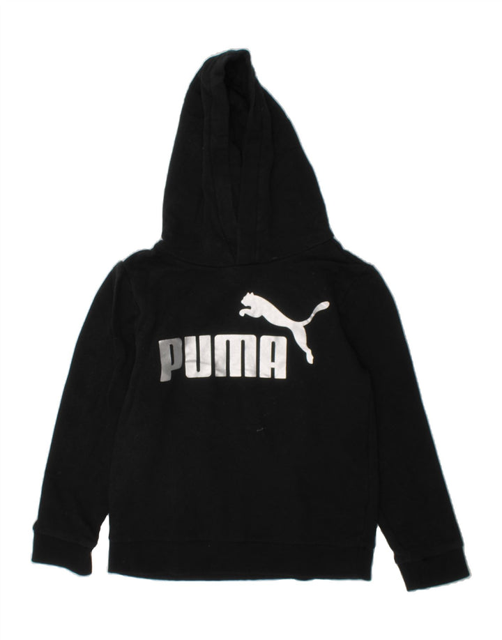 PUMA Boys Graphic Hoodie Jumper 7-8 Years Black Cotton Vintage Puma and Second-Hand Puma from Messina Hembry 