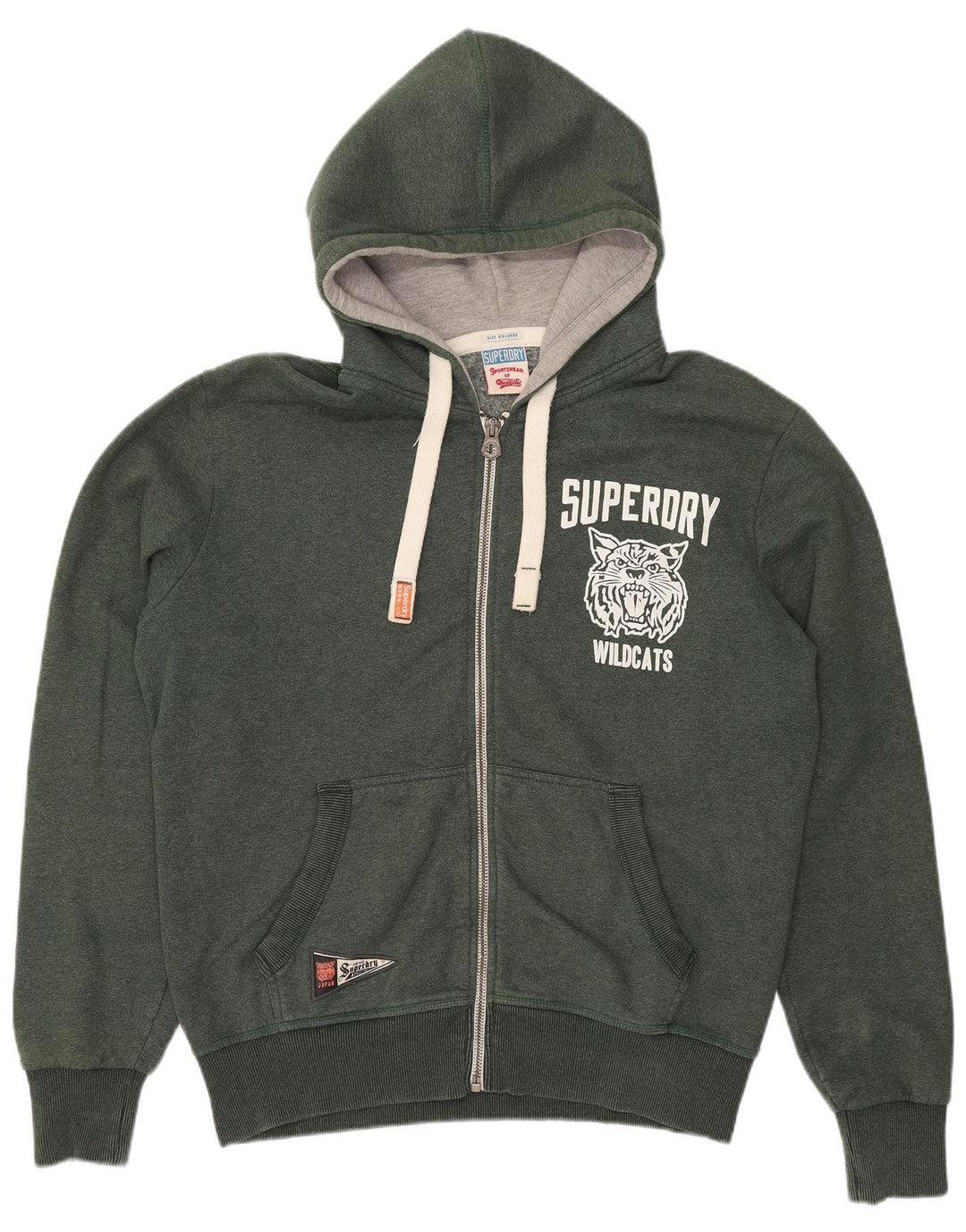 Suéter masculino SUPERDRY com capuz e zíper gráfico 2XL poliéster cáqui