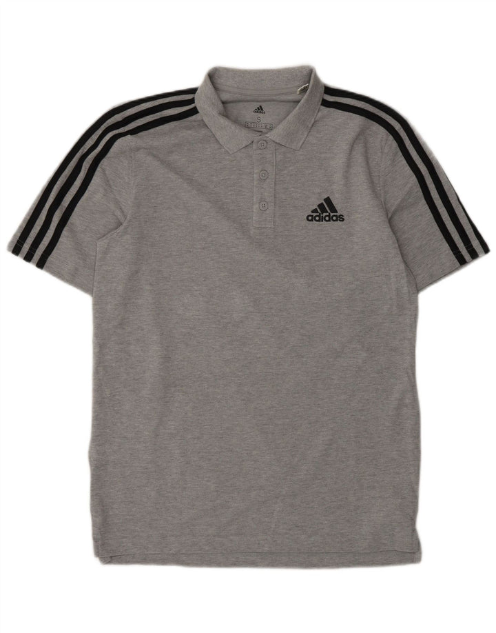 Camisa polo masculina ADIDAS pequena cinza algodão