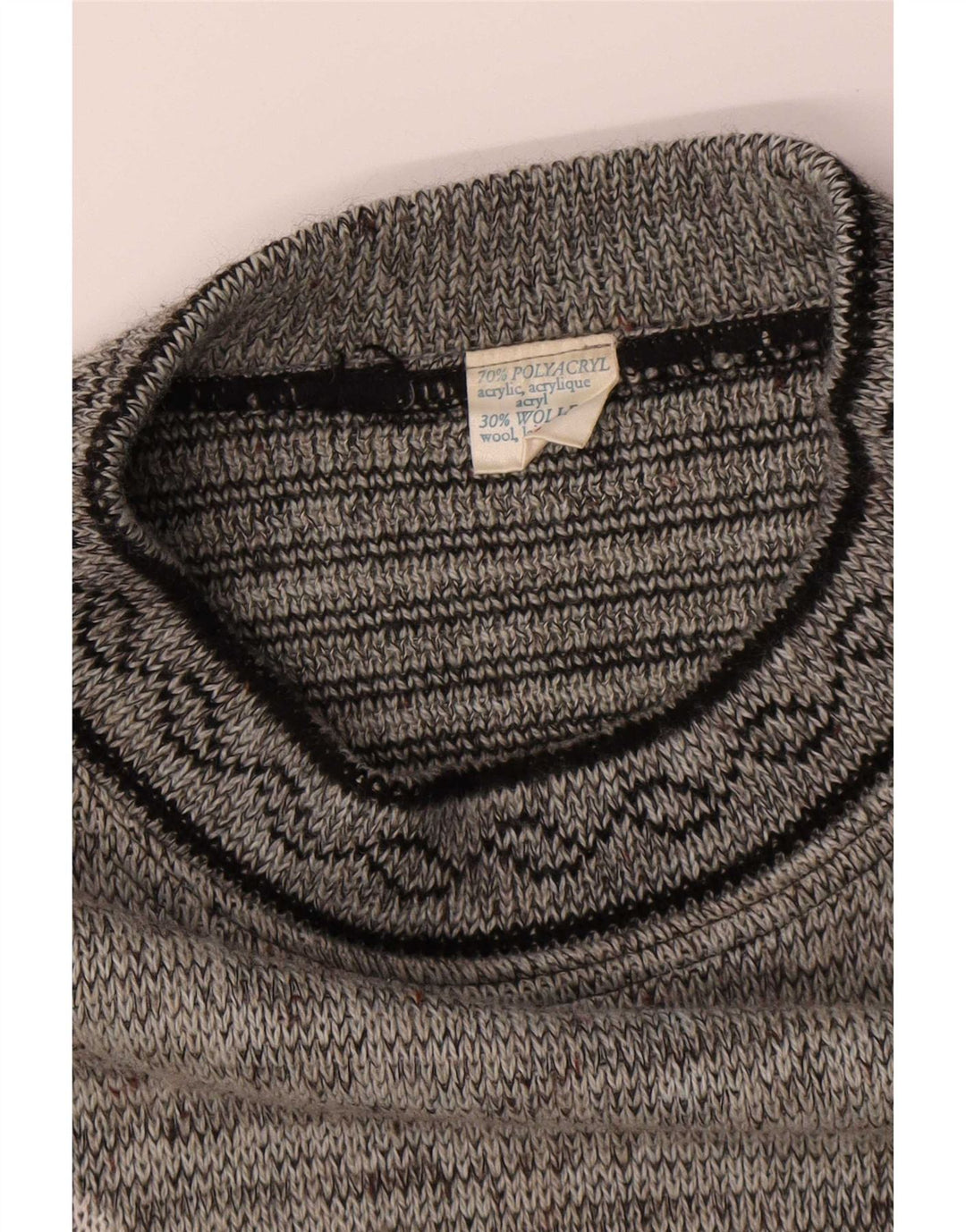 Suéter vintage masculino com gola redonda IT 52/54 grande cinza geométrico